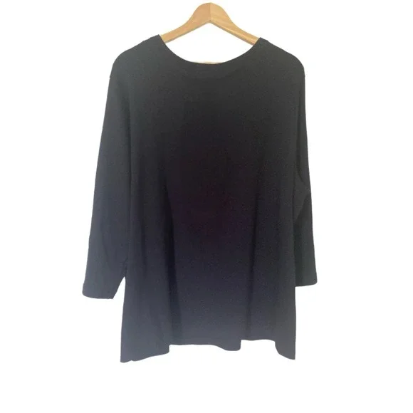 NEW‎ Karen Scott Plus Size 3/4-Sleeve Henley Top, Deep Black Sz-2X Plus Size - Picture 4 of 9